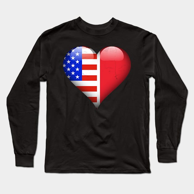 Half American Half Maltese - Gift for Maltese From Malta Long Sleeve T-Shirt by Country Flags